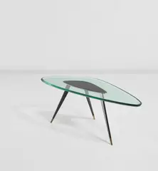 Rare low table by Max Ingrand, circa 1959, Glass, painted metal, brass, sold Nov 2020