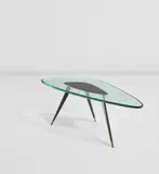 Max Ingrand, Rare low table, circa 1959, Glass, painted metal, brass