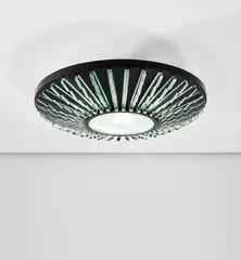 Ceiling light, model no. 2077 by Max Ingrand, circa 1958, Glass, painted steel, sold Nov 2020