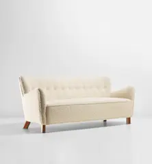 Sofa, model no. 1669a by Fritz Hansen, 1940s, Fabric, stained beech, sold Nov 2020