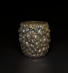 Axel Salto, Unique and large vase in the 'Budding' style, circa 1940, Stoneware, Sung and solfatara glazes with carved design