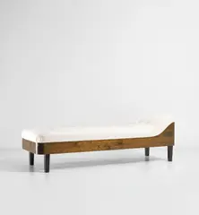 Daybed, designed for the Lillhagen Hospital, Gothenburg by Melchior Wernstedt, circa 1932, Stained beech, painted wood, fabric, sold Nov 2020