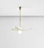 Rare ceiling light by Angelo Lelii, circa 1954, Painted aluminium, brass, glass, nylon strings, sold Nov 2020