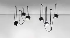 Set of two 'Lianes' ceiling lights by Ronan and Erwan Bouroullec, 2010, Leather-covered fibreglass, leather, acrylic, sold Nov 2020