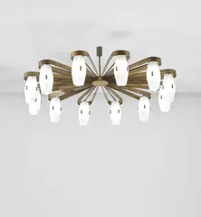 Rare ceiling light, model no. 12785 by Angelo Lelii, circa 1959, Brass, glass, sold Nov 2020