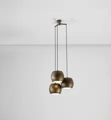 Studio B.B.P.R., Ceiling light, 1950s, Burnished and partially-painted bronze, rubber cord