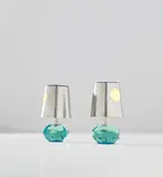 Pair of table lamps, model no. 2228 by Max Ingrand, designed 1956, produced 1960s, Coloured glass, nickel-plated brass, sold Nov 2020