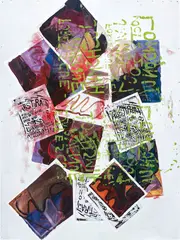 Untitled (Collage) by Josh Smith, 2007, acrylic and collage on panel, offered Jul 2020