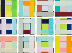 Twelve works: (i) Face 49; (ii) Face 50; (iii) Face 51; (iv) Face 52; (v) Face 53; (vi) Face 54; (vii) Face 55; (viii) Face 56; (ix) Face 57; (x) Face 58; (xi) Face 59; (xii) Face 60 by Imi Knoebel, 2003-15, acrylic on plastic film collage, offered Jul 2020