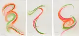 Jorinde Voigt, Three works: (i) Kandinsky-Studie 4, Brief an Schönberg vom 5.2.1914; (ii) Kandinsky-Studie 6, Brief an Schönberg vom 5.2.1914; (iii) Kandinsky-Studie 9, Brief an Schönberg vom 5.2.1914, 2013, pastel and graphite on paper