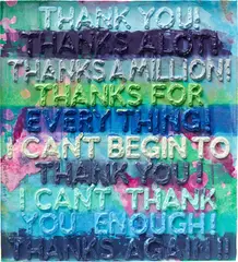 Thank You by Mel Bochner, 2019, monoprint in oil with engraving and embossment, sold Oct 2020