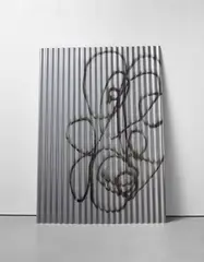 Keith Farquhar, Woolmark (black), 2014, UV direct print on corrugated and galvanised steel, in 3 parts