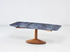 Coffee table, model no. T7 by Luigi Caccia Dominioni, 1955, marble, walnut and brass, sold Oct 2020