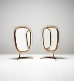 Anonymous Italian, Two Adjustable Mirrors, 1950, mirrored glass, brass, painted metal and fabric