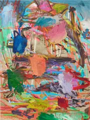 Parker Ito, Sand Pieta, 2010, oil and digital print on canvas