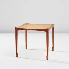 Bernt Petersen, Stool, designed 1958, Brazilian rosewood, cane
