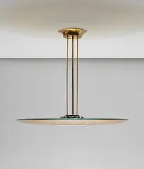 Ceiling light, model no. 1508 by Max Ingrand, circa 1954, Coloured glass, glass, brass, chromium-plated brass, painted brass, sold Dec 2020