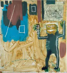 Jean-Michel Basquiat, Untitled (Velveeta), 1984, acrylic, oilstick, resin, paper and canvas collage on canvas