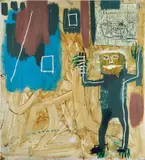 Jean-Michel Basquiat, Untitled (Velveeta), 1984, acrylic, oilstick, resin, paper and canvas collage on canvas