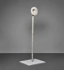 Franz West, Schnorre, 1982-83, painted and plastered metal pole, gauze and hat, on painted wooden base