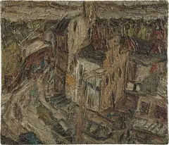 Leon Kossoff, Stormy Summer Day, Dalston Lane, 1975, oil on board