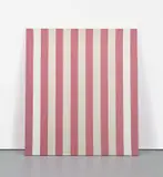 Daniel Buren, Peinture acrylique blanche sur tissu rayé blanc et rouge
