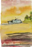 Peter Doig, Boat to Carrera, 2000, watercolour, pastel and lacquer on paper