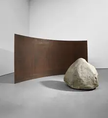 Lee Ufan, Relatum - Gravitation, 2007-08, iron panel and stone