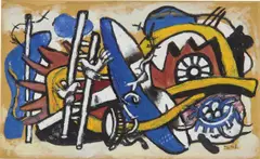 Les oiseaux sur l’échelle by Fernand Léger, 1943, gouache on paper, sold Mar 2019