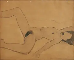 Study for Great American Nude #54 by Tom Wesselmann, 1963, pencil on brown paper, sold Mar 2019