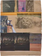 Tiller by Robert Rauschenberg, 1980, solvent transfer, acrylic, fabric and paper collage on paper, sold Mar 2019