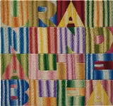 Una brillante idea by Alighiero Boetti, 1992, embroidery on canvas mounted on board, sold Mar 2019