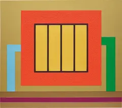 Peter Halley, Discursion, 2011, acrylic, metallic acrylic, pearlescent acrylic, day-glo acrylic and Roll-a-Tex on canvas