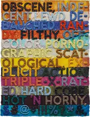 Obscene by Mel Bochner, 2012, monoprint with collage, engraving and embossment on hand-dyed Twinrocker paper, sold Mar 2019