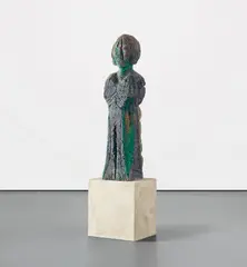 Huma Bhabha, Lecturer, 2010, bronze with concrete and wood base