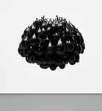 Michel François, Souffles dans le verre - Noir, 2002, blown black glass balloons and nylons threads, in 220 parts