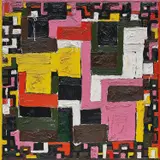 Tal R, Roads and Ruin, 2005, oil on canvas, in artist's frame