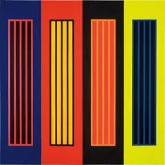 Peter Halley, The Color Wheel, 2011, acrylic, day-glo acrylic and Roll-a-Tex on canvas