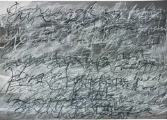 Idris Khan, Trace, 2019, charcoal, chalk, white pencil and watercolour on card