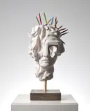 Kevin Francis Gray, Greek Girl (Pencils), 2019, plaster with coloured and graphite pencils on bronze pin and wooden base