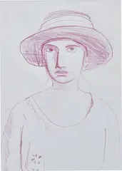 Chantal Joffe, Anna Freud, 2019, coloured pencil on paper