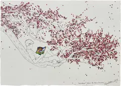 Raqib Shaw, Childhood from the Four Seasons, 2018, pencil and enamel on paper