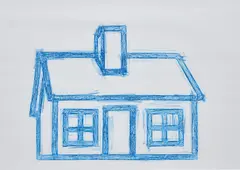 Richard Woods, Blue House, 2018, wax crayon on paper