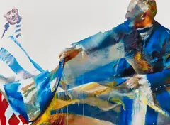 Conor Harrington, Masters of Money and Mirrors (Study), 2019, coloured pencil, oil and oil pastel on paper
