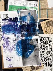 Untitled by Josh Smith, 2008, mixed media on panel, sold Apr 2019