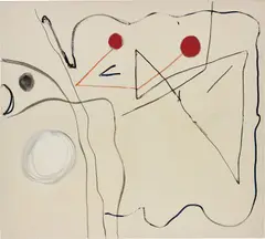 Untitled by Christian Rosa, 2013, enamel paint, charcoal, oil stick, oil and tape on canvas, sold Apr 2019
