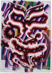 Kerstin Brätsch, Blacky Blocked Radiant Sunbathed Mylar from Glow Rod Tanning Series, 2012, oil on mylar, in 3 parts