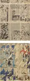 Nikolas Gambaroff, Two works: i) Untitled; ii) Untitled, 2010, i) paper collage and acrylic on canvas ii) newsprint collage and acrylic on canvas