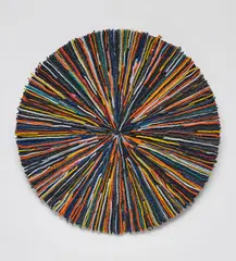 Jim Lambie, Make Up, 2001, yarn and glue on Disque vinyl 33T