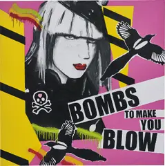 Stuart Semple, Bombs To Make You Blow, 2005, enamel paint, acrylic and charcoal on canvas